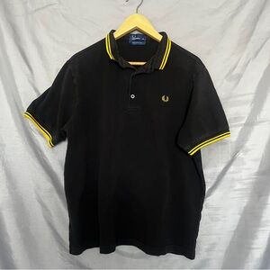 Fred Perry Black Polo Shirt with Yellow Trim